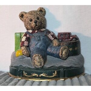 VTG CAST IRON PAINTED BEAR BOOK END DOORSTOP HOLIDAY CHRISTMAS PRESENT HEAVY
